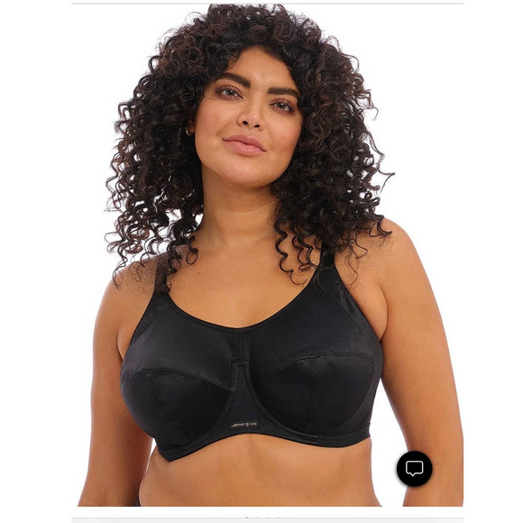 Elomi Energise Full Figure Underwire Sport Bra, Size 40E, US 40DDD, Black - Picture 1 of 7